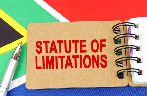 Concepto Derecho Justicia Contexto Bandera Sudáfrica Encuentra Cuaderno Con Inscripción — Foto de Stock