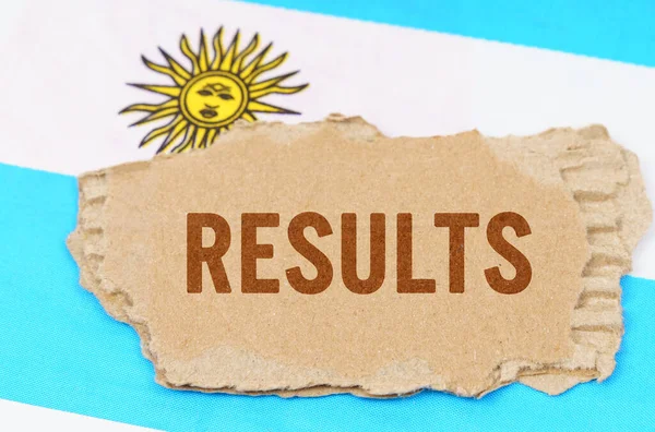 Affärs Och Ekonomikoncept Mot Bakgrund Argentinas Flagga Ligger Kartong Med — Stockfoto