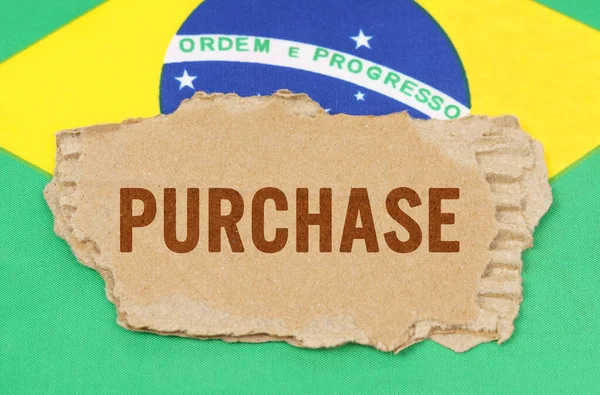 Üzleti Pénzügyi Koncepció Háttér Ból Zászló Brazília Fekszik Karton Felirat — Stock Fotó