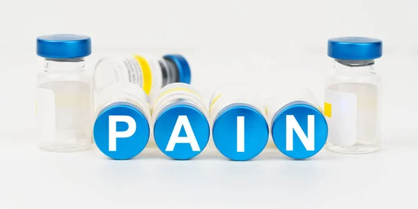 Medicine Health Concept Blue Roofs Injections Says Pain — Stock Photo, Image