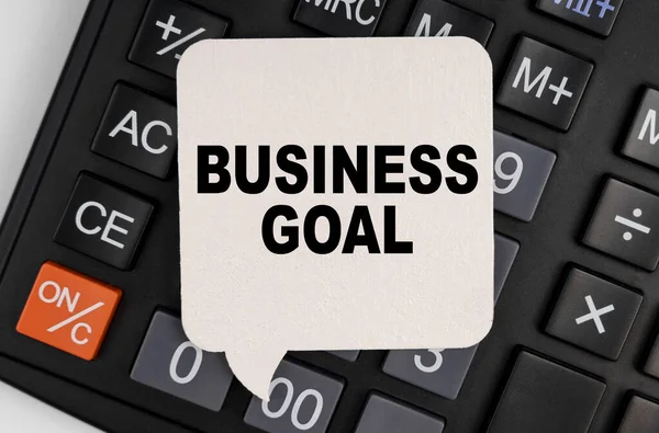 Концепція Бізнесу Економіки Калькуляторі Біла Тарілка Написом Business Goal — стокове фото