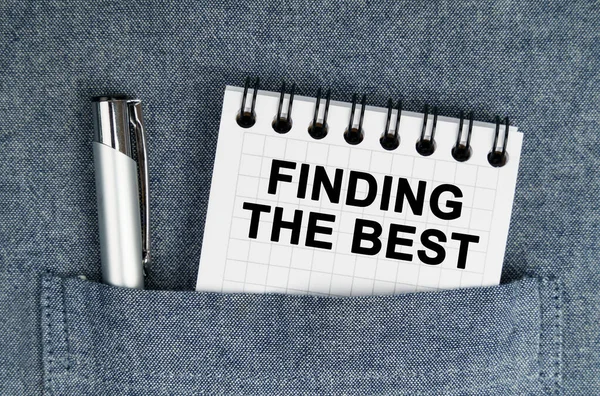 Business Finance Concept Pocket Pen Notebook Inscription Finding Best — Foto de Stock