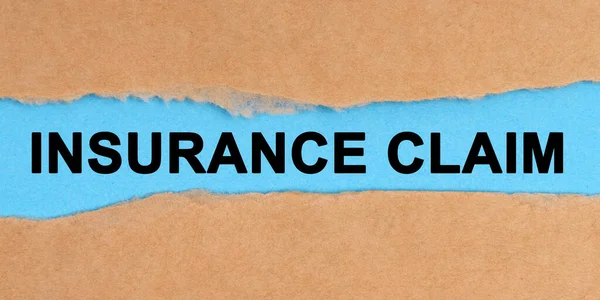 Medicine Concept Paper Ripped Middle Blue Background Written Insurance Claim — Stock Photo, Image