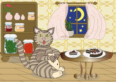 Şişman kedi geceleri çikolatalı kek yeme. Bulimia kavramı