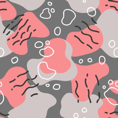 Soyut vektör illüstrasyon tasarımı, taş şekilli elementler ve noktalarla, güzel bir desen oluşturmak için düzenlenmiştir