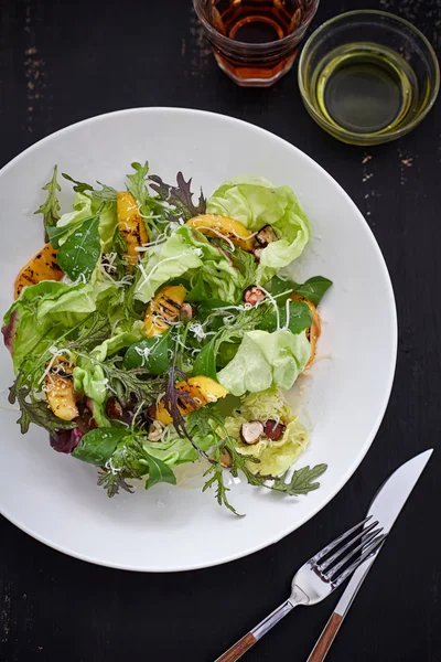 potato wedges with vegetable garnish