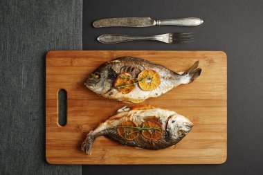 yukarıdan bir çift portakal doradas w tarih dolu pişmiş