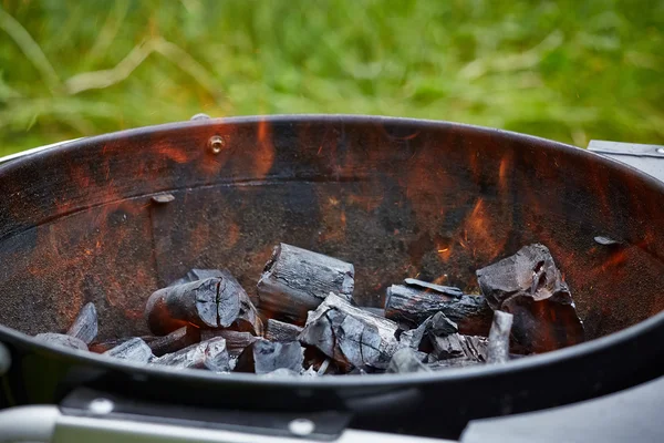 Charcoal in grill — Stock Photo, Image