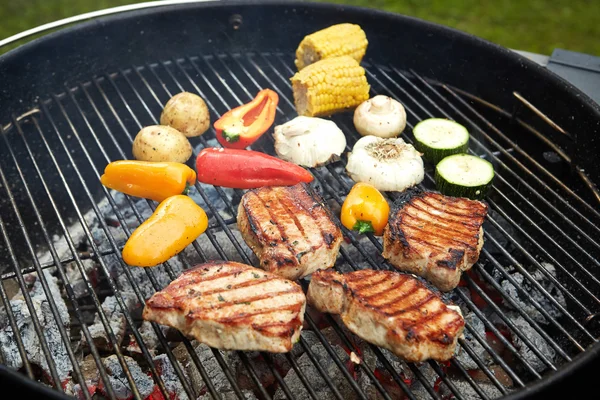 Prepared meat on grill — Stock Photo, Image