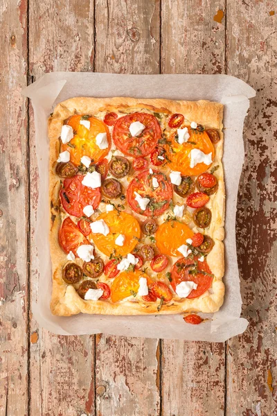 Tomatoes tart with cottage cheese — Stock Photo, Image