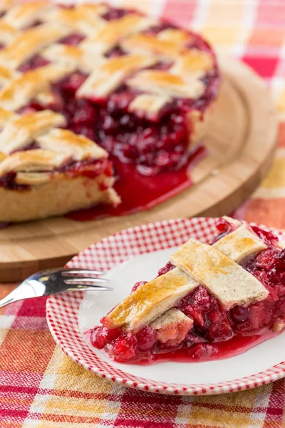 Delicious cranberry and apple pie with rest — Stock Photo, Image