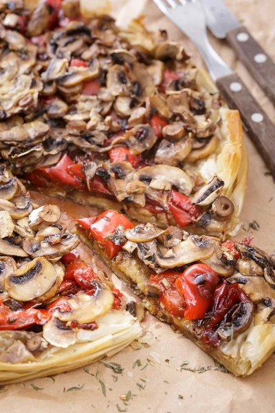Mushroom pizza closeup — Stock Photo, Image