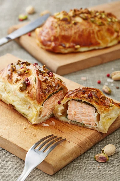 Puff rolls stuffed with meat — Stock Photo, Image