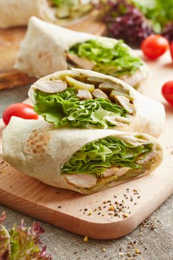 wrap with chicken and lettuce clipart