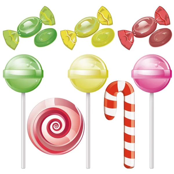 Set of sweet candies on a white background — Stock Vector