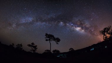 The Panorama milky way galaxy at Phu Hin Rong Kla National Park clipart