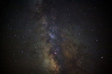 Samanyolu, uzun pozlama fotoğraf, tahıl ile yakın çekim