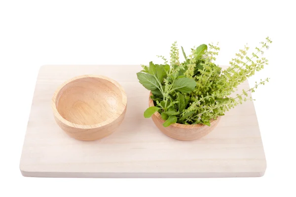 Part of holy basil pile in bowl — Stock Photo, Image
