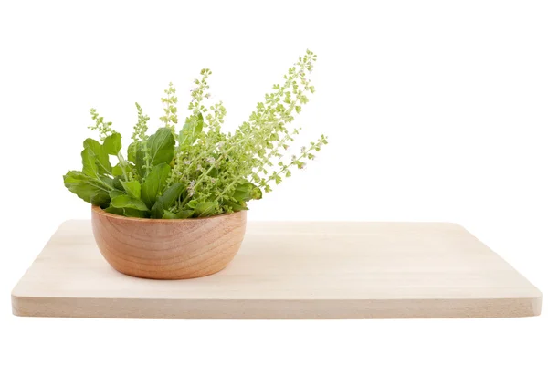 Part of holy basil pile in bowl — Stock Photo, Image