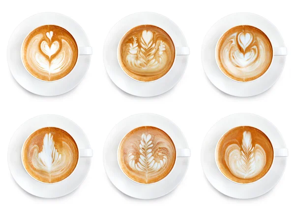 Café arte latte aislado sobre fondo blanco — Foto de Stock