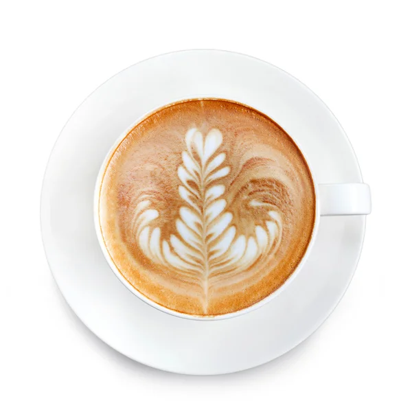 Ovanifrån latte konst kaffe — Stockfoto