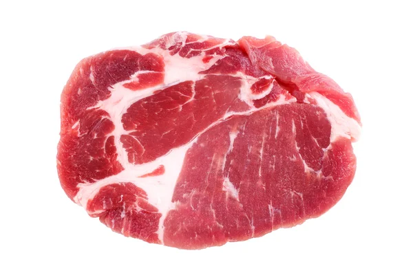 Filete fresco de carne de cerdo crudo aislado sobre fondo blanco — Foto de Stock