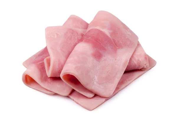 Slices of cooked ham isolate on white — Stock Photo, Image