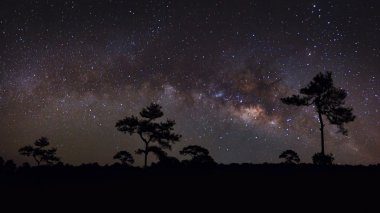 Panorama Samanyolu, uzun pozlama fotoğraf, tahıl ile