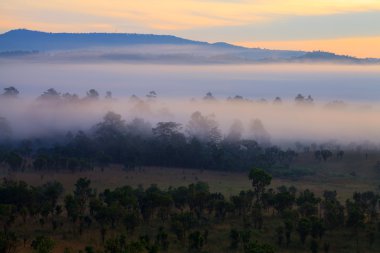 puslu sabah gündoğumu dağ Mulk Salang Luang Milli Parkı