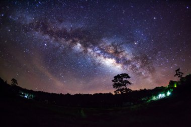 Panorama Milky Way Galaxy.Long exposure photograph.With grain clipart
