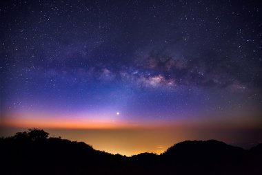 Milky Way Galaxy at Doi Luang Chiang Dao is a 2,225 m. high mountain in Chiang Mai  clipart
