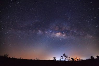Samanyolu ve Tree.Long siluet pozlama fotoğraf