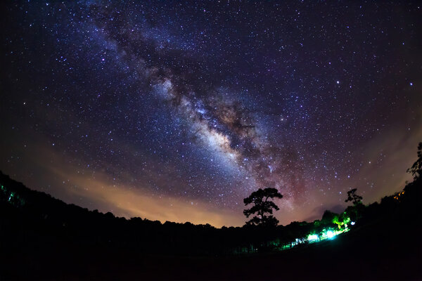 красивый молочный путь на ночном небе, фотография с длинной выдержкой,

