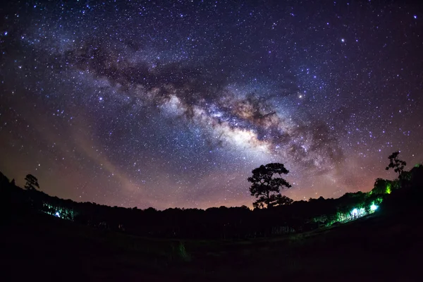Panorama Milky Way Galaxy.Long exposure photograph.With grain — Stock Photo, Image