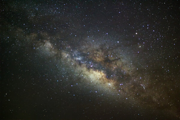 Milky Way Galaxy,Long exposure photograph, with grain