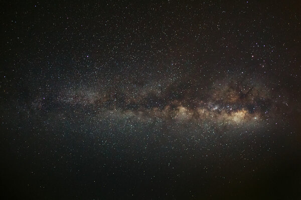 Milky way galaxy, Long exposure photograph, with grain
