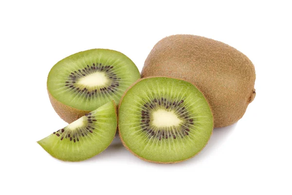 Fruta kiwi cortada isolada sobre fundo branco — Fotografia de Stock