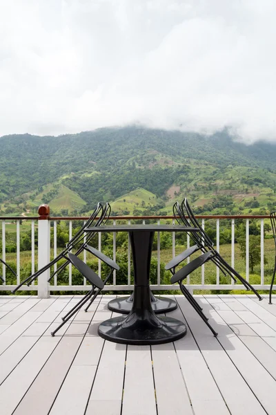 Beautiful terrace lounge with mountain view — Stock Photo, Image