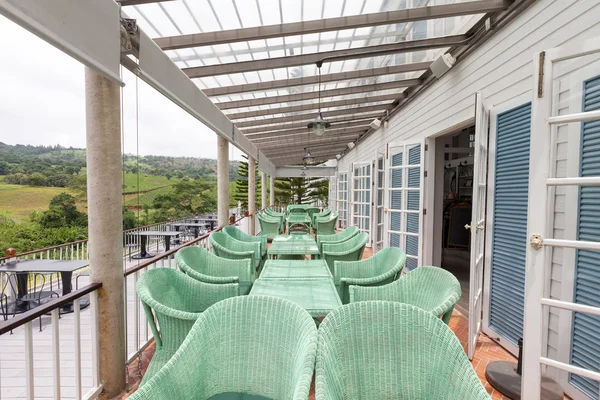 Beautiful terrace lounge with mountain view — Stock Photo, Image