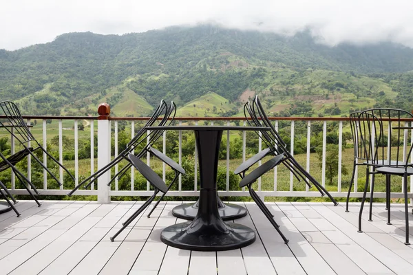 Beautiful terrace lounge with mountain view — Stock Photo, Image