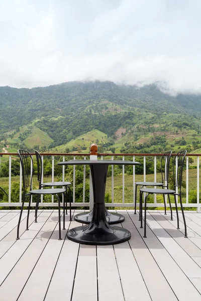 Beautiful terrace lounge with mountain view — Stock Photo, Image