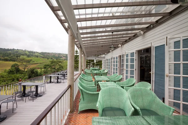 Beautiful terrace lounge with mountain view — Stock Photo, Image