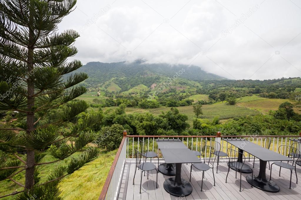 Beautiful terrace lounge with mountain view