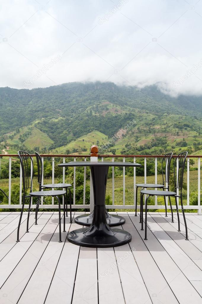 Beautiful terrace lounge with mountain view