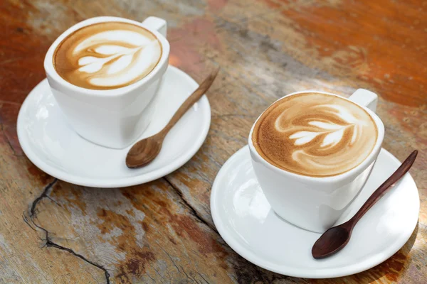 Cup of coffee latte on wooden — Stock Photo, Image