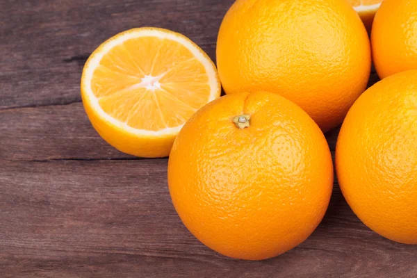 Fresh orange on wooden — Stock Photo, Image