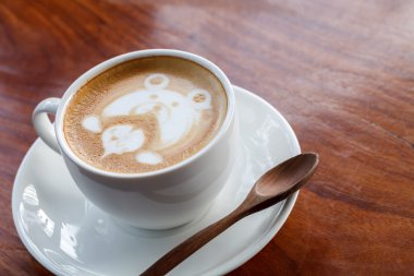 fincan kahve mocha ahşap üzerinde