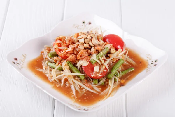 Somtum (tum thai), papaya salad delicious food in thailand — Stock Photo, Image