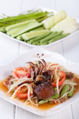 Somtum, papaya salatası lezzetli gıda Tayland