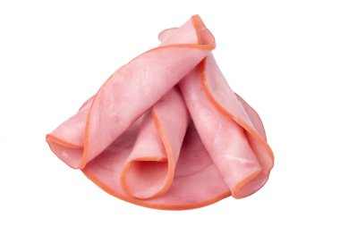 Beyaz arka planda izole edilmiş tütsülenmiş jambon